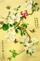 flor flores pájaros mariposa chino
